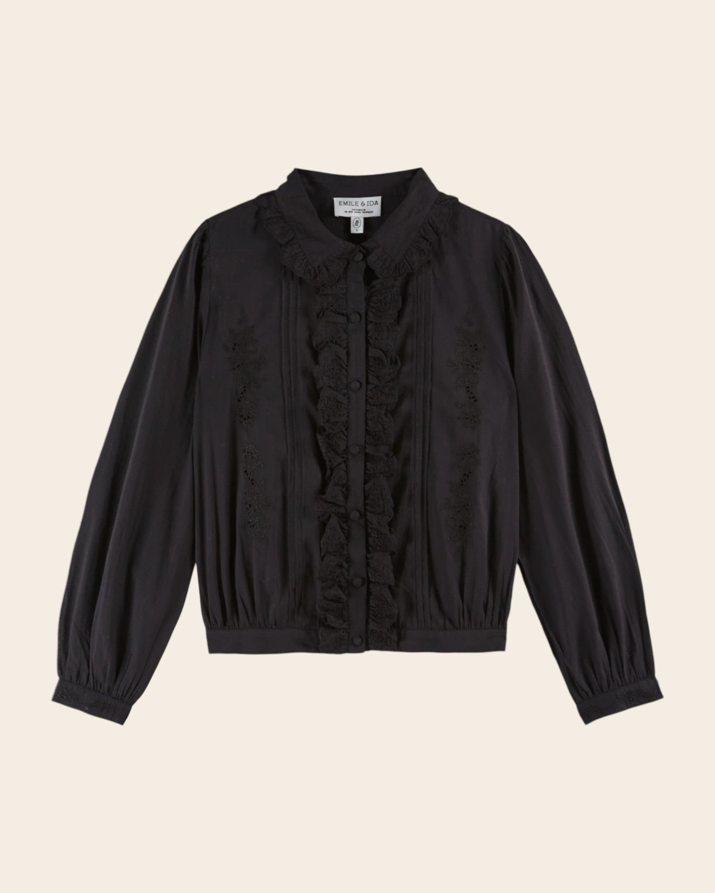 Blouse - Volanté broderie anglaise noir