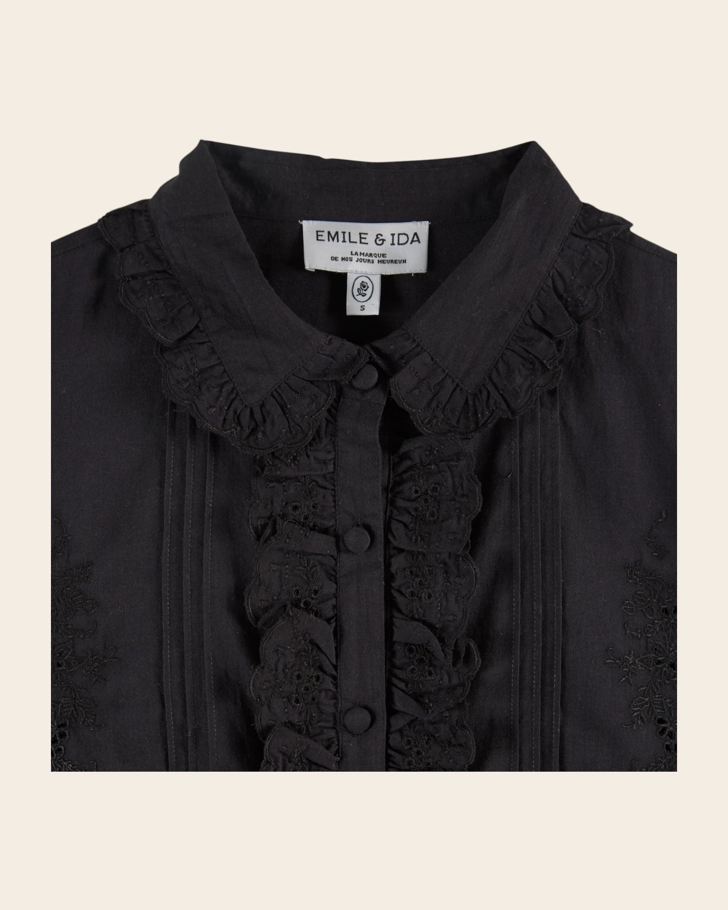 Blouse - Volanté broderie anglaise noir