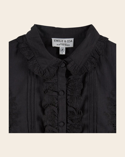 Blouse - Volanté broderie anglaise noir