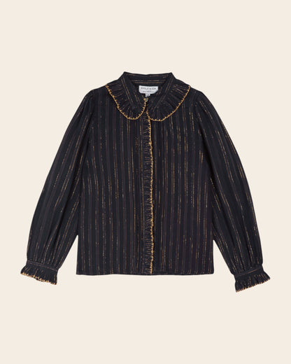 Blouse - Lurex à perles bleu marine