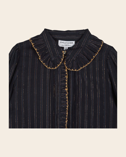 Blouse - Lurex à perles bleu marine