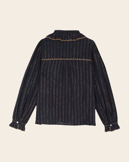 Blouse - Lurex à perles bleu marine