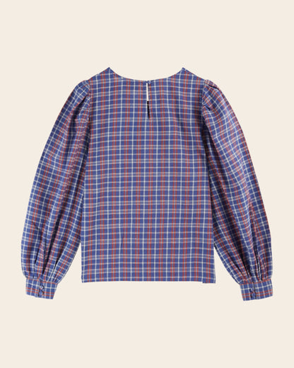 Blouse - Khadi à carreaux bleu et rouge