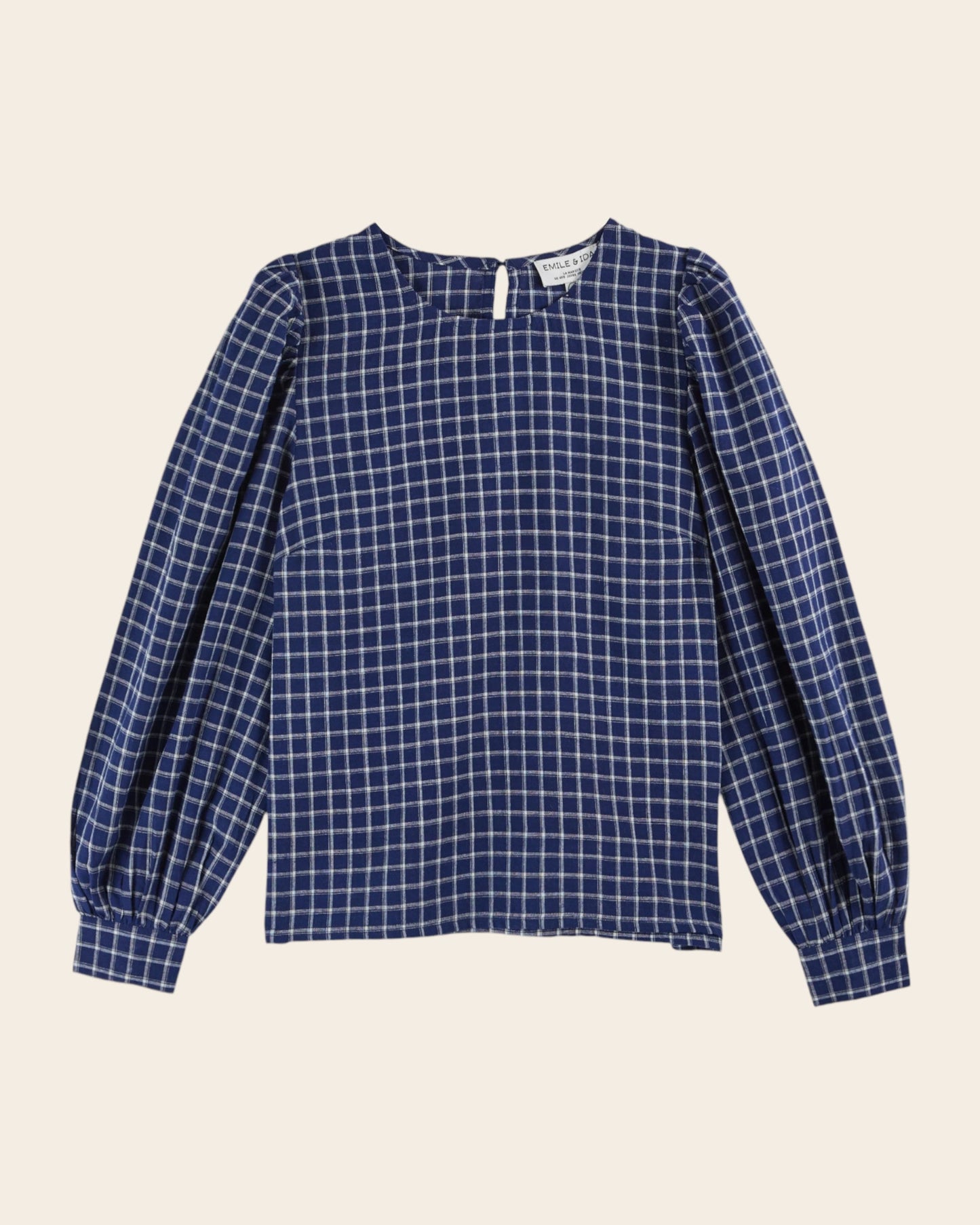 Blouse - Khadi à carreaux bleu