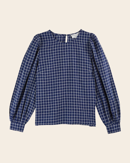 Blouse - Khadi à carreaux bleu