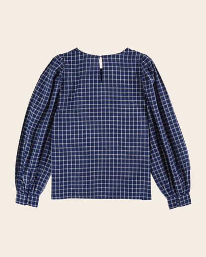 Blouse - Khadi à carreaux bleu