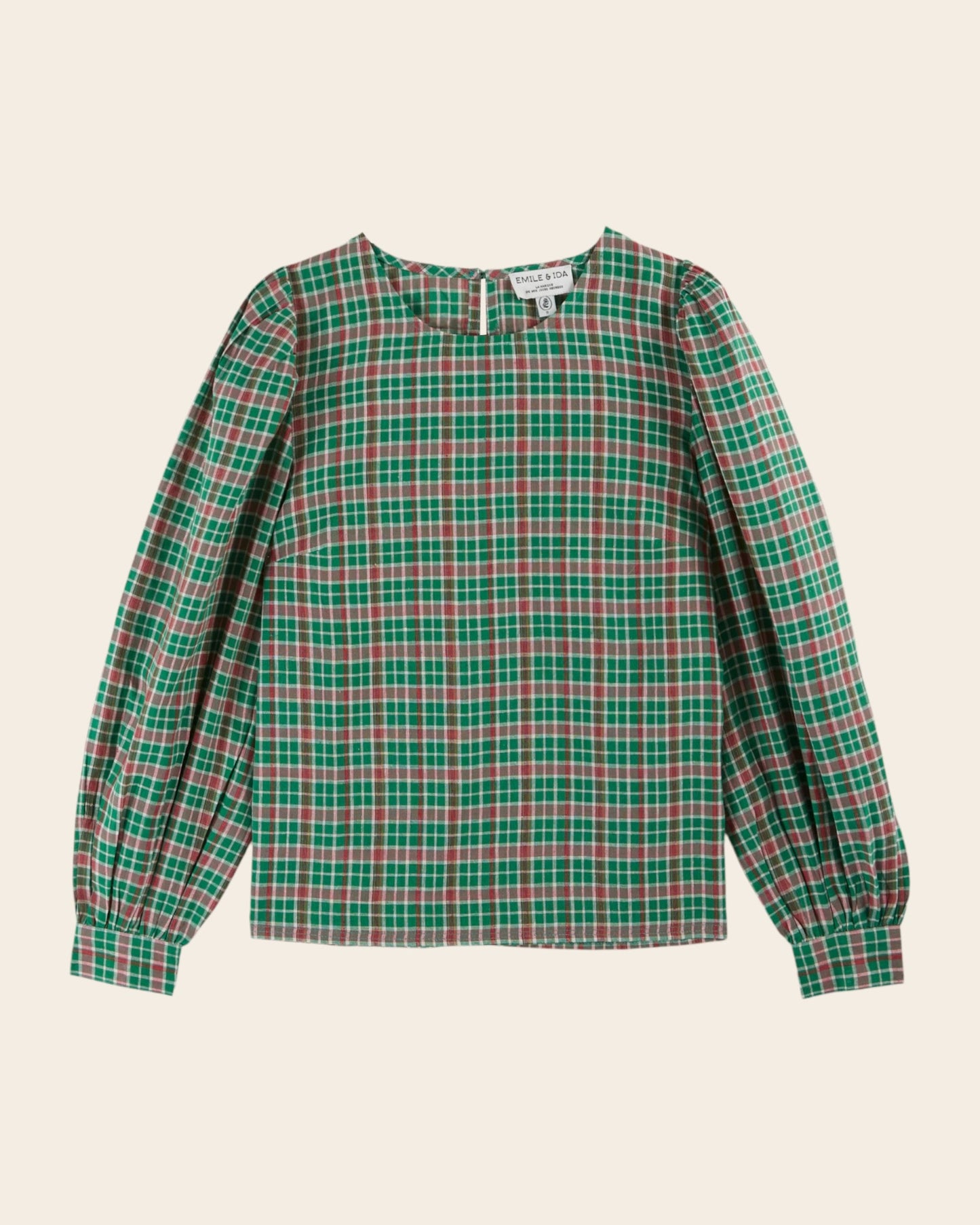 Blouse - Khadi à carreaux vert
