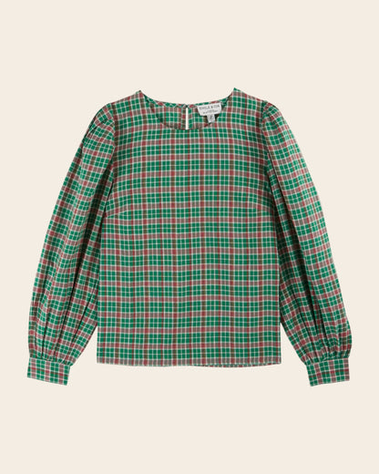 Blouse - Khadi à carreaux vert