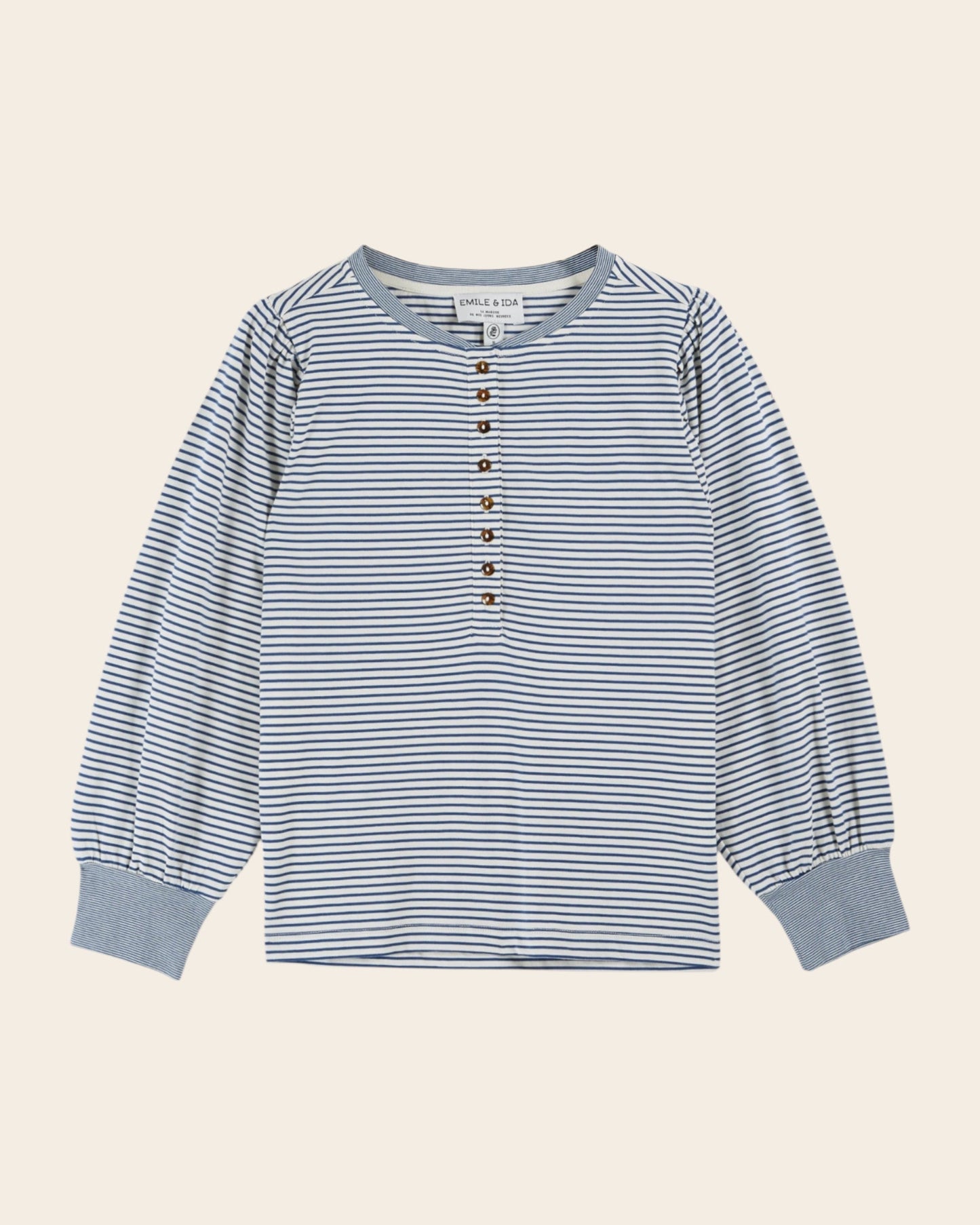 T-shirt - Tunisien rayé coton bio bleu et écru