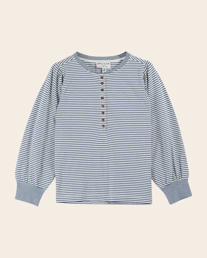 T-shirt - Tunisien rayé coton bio bleu et écru