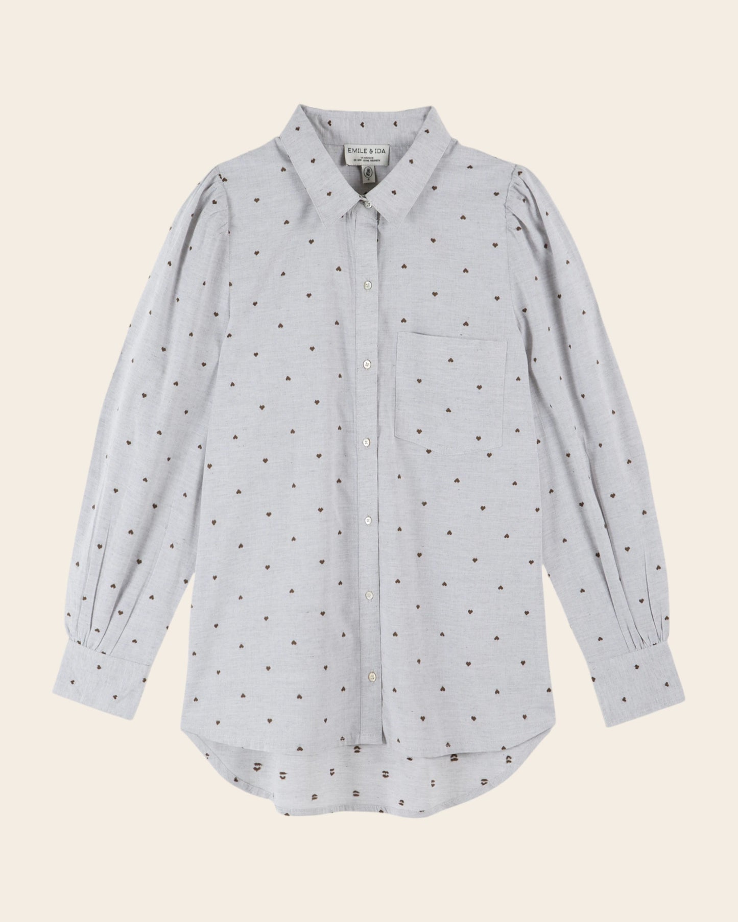 Chemise - Jacquard coeur gris