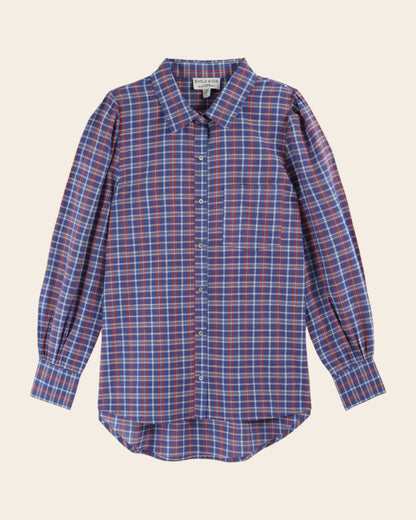Chemise - Khadi à carreaux bleu et rouge