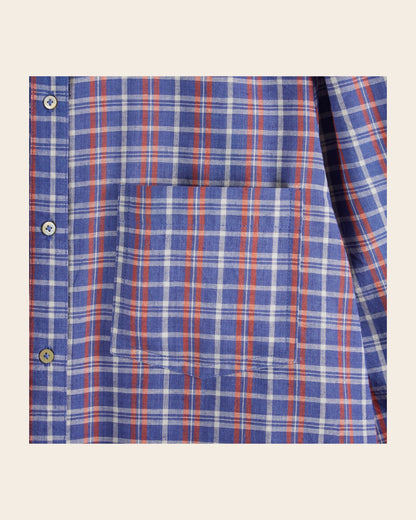 Chemise - Khadi à carreaux bleu et rouge