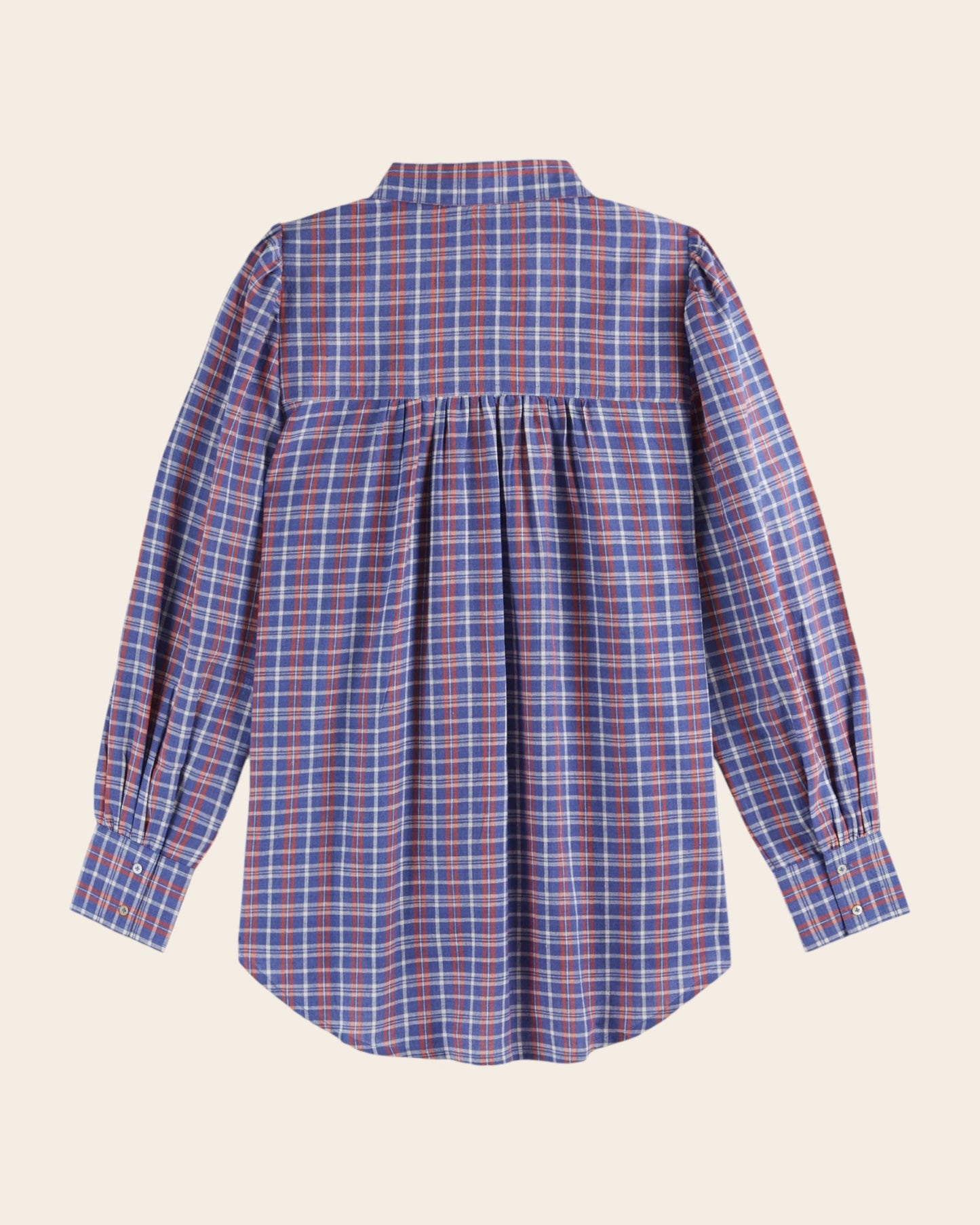 Chemise - Khadi à carreaux bleu et rouge