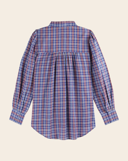 Chemise - Khadi à carreaux bleu et rouge