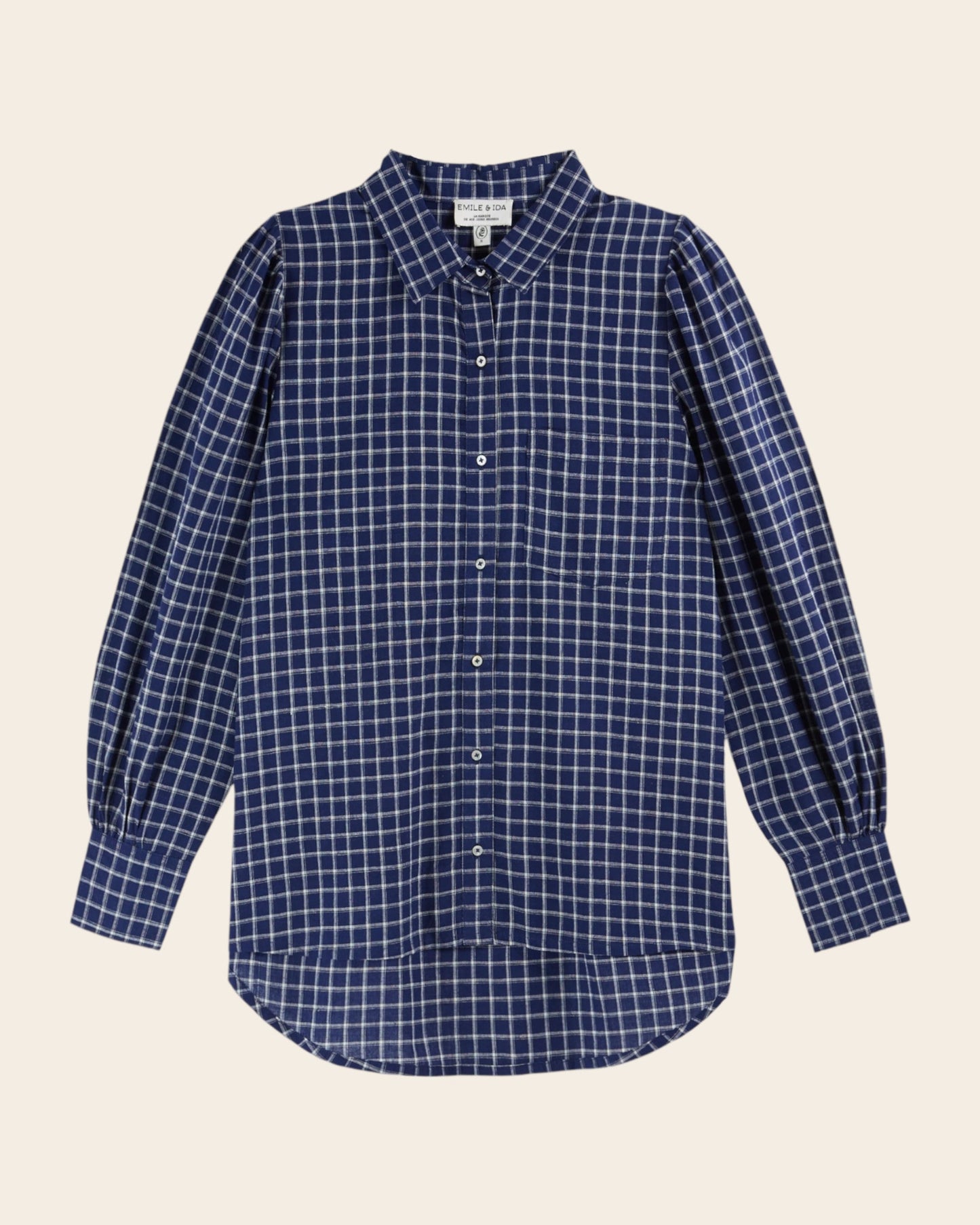 Chemise - Khadi à carreaux bleu
