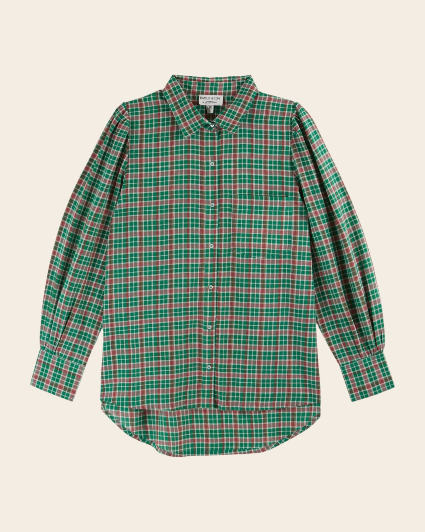 Chemise - Khadi à carreaux vert