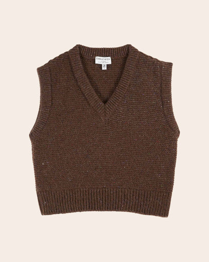 Pull - Sans manches en laine marron