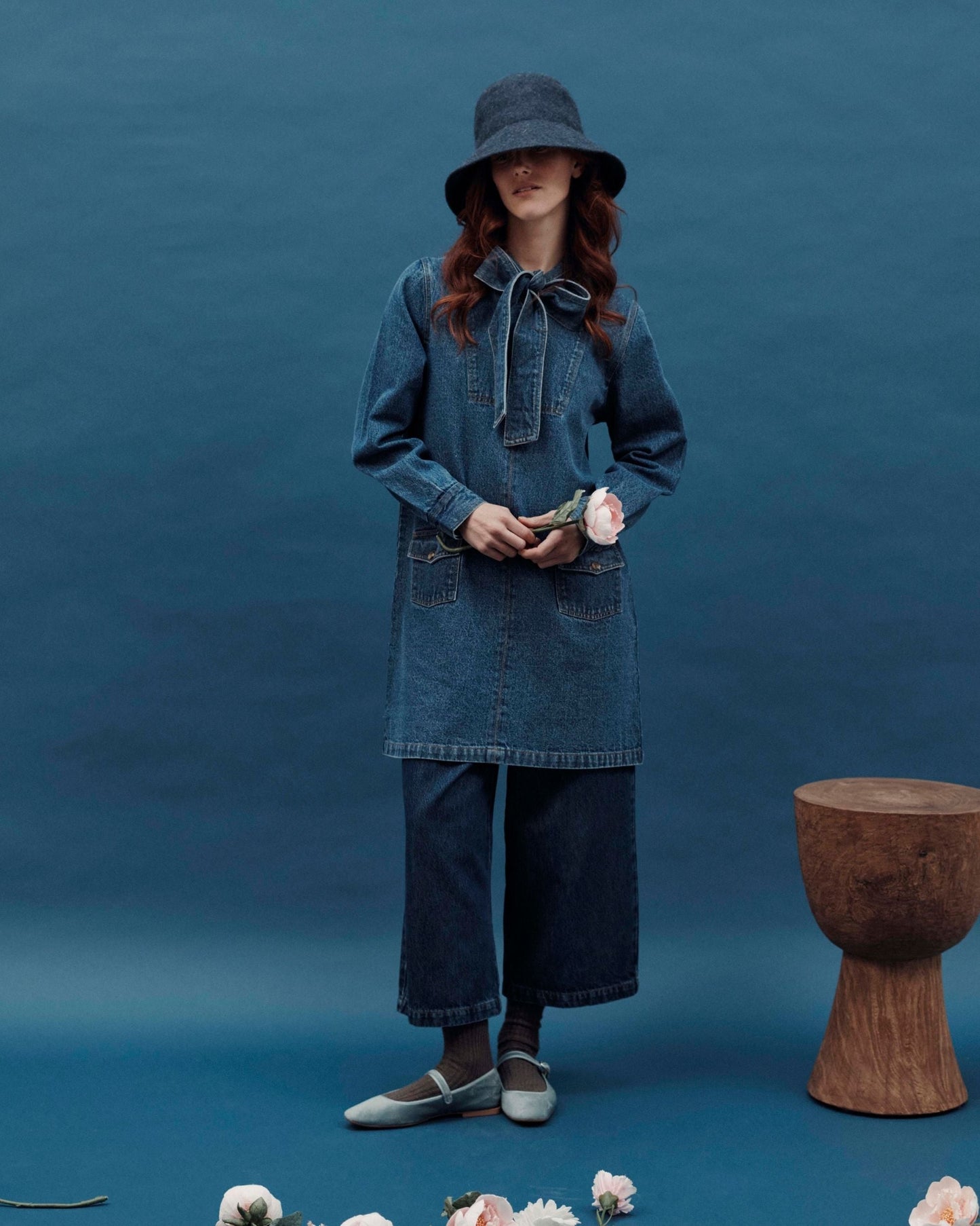 Pantalon - Midi 3/4 denim bleu