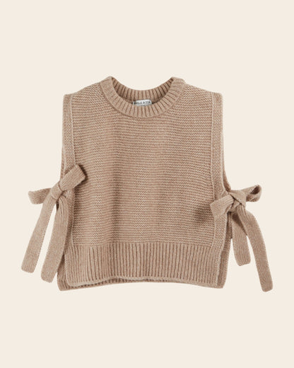 Pull sans manches - À nouer ultra doux beige