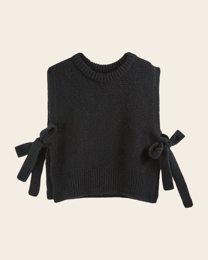 Pull sans manches - À nouer ultra doux noir