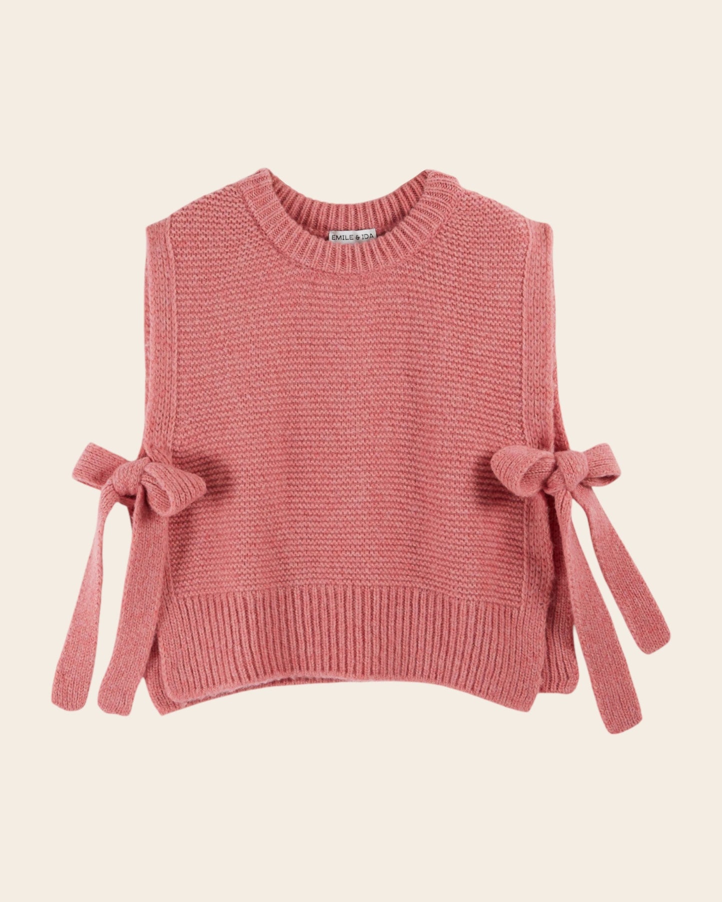 Pull sans manches - À nouer ultra doux rose