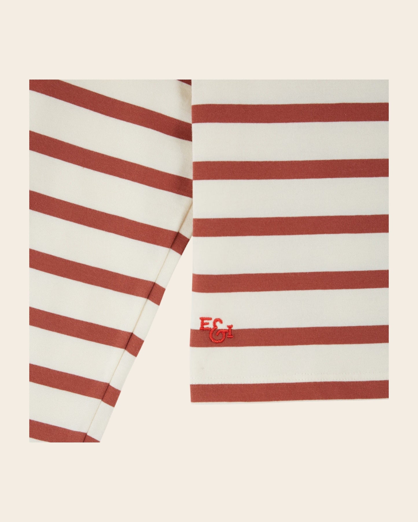 T-shirt - Marinière coton bio écru et brique