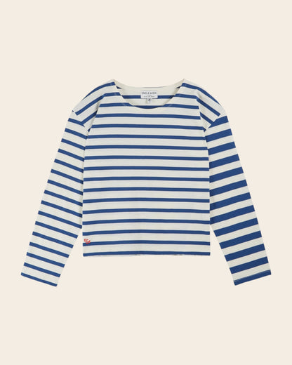T-shirt - Marinière coton bio écru et bleu marine
