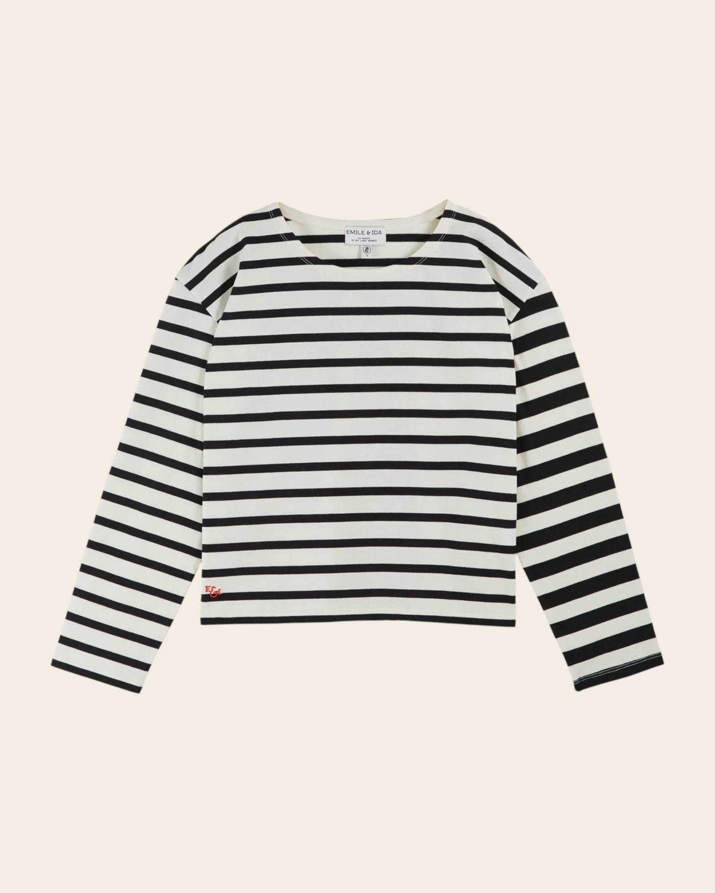 T-shirt - Marinière coton bio écru et noir