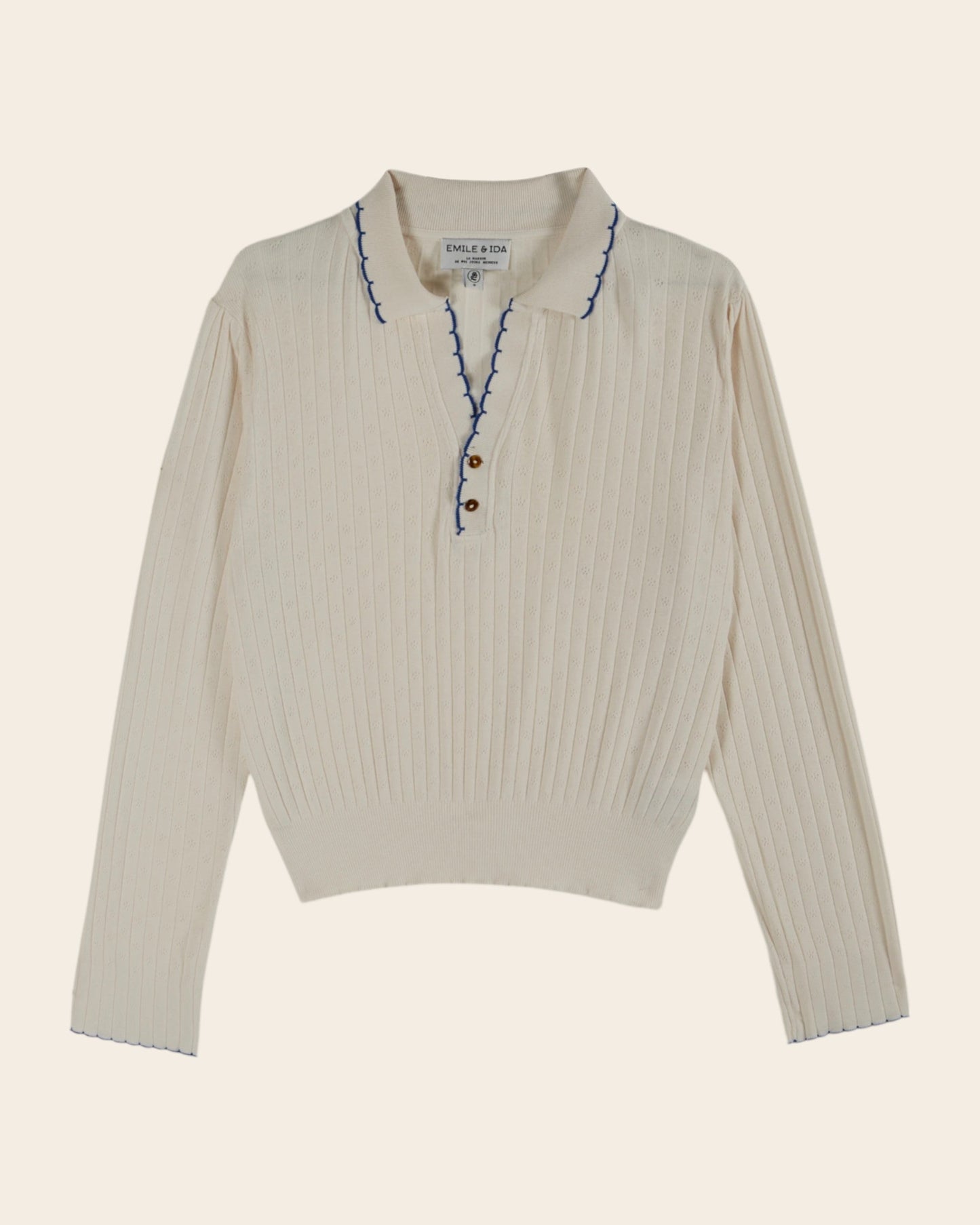 Polo pointelle modal crème