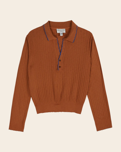 Polo pointelle modal caramel