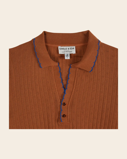 Polo pointelle modal caramel