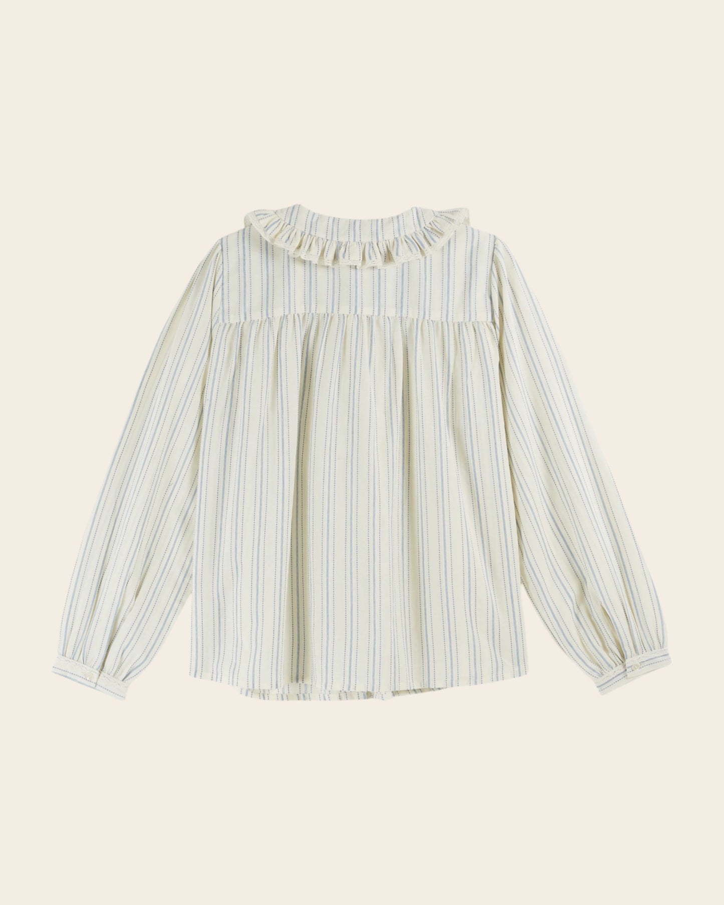 Blouse - Volanté à rayures écru