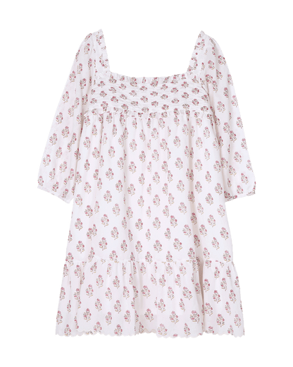 Robe à fleurs écru
