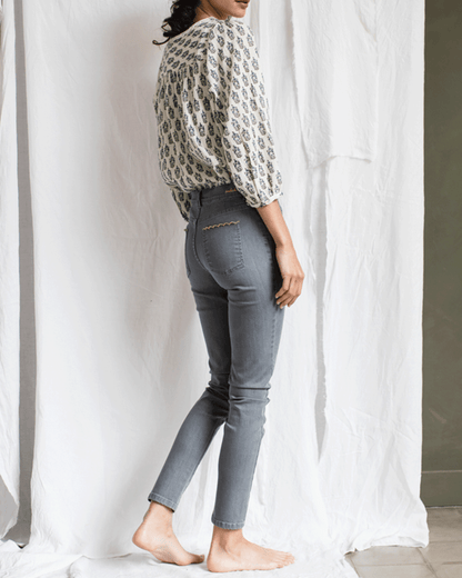 Pantalon slim denim stretch gris