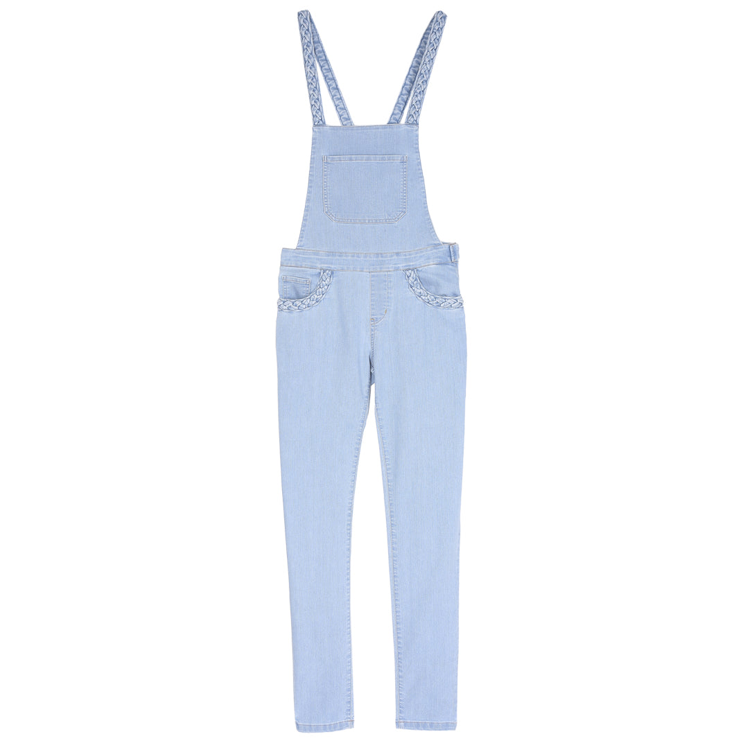 Salopette tressée en coton stretch bleach
