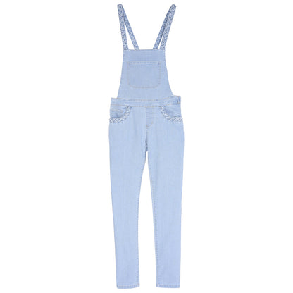 Salopette tressée en coton stretch bleach