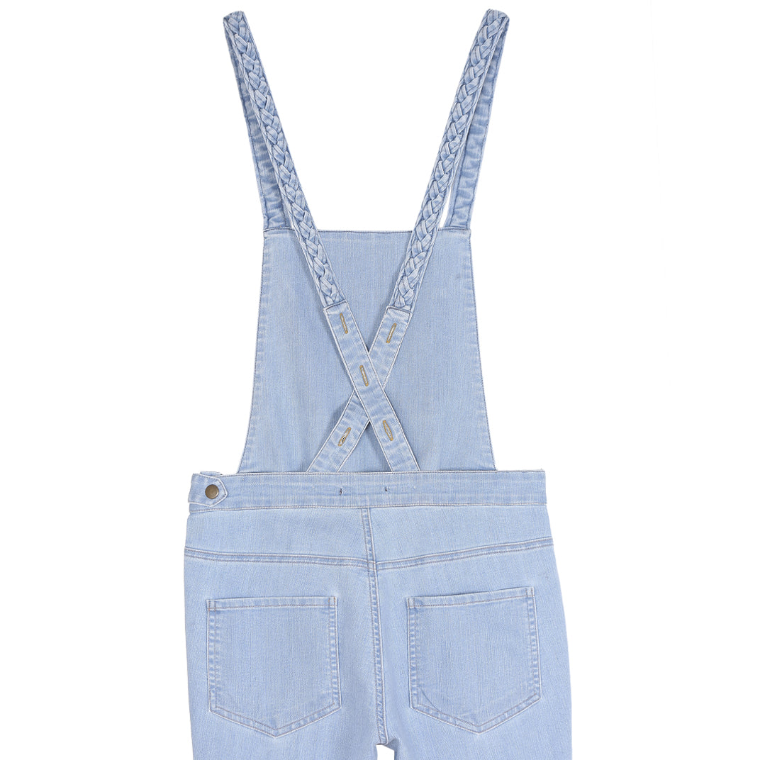Salopette tressée en coton stretch bleach