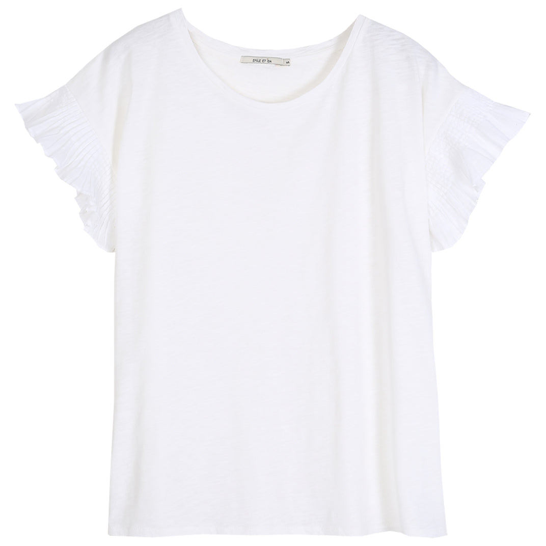 Tee-shirt manches volantées écru
