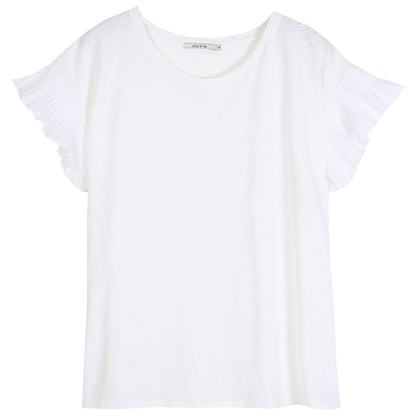 Tee-shirt manches volantées écru