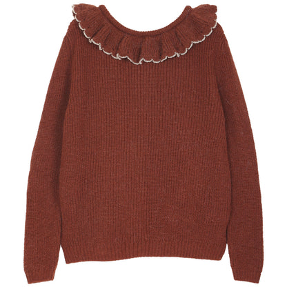 Cardigan collerette rouille lurex femme