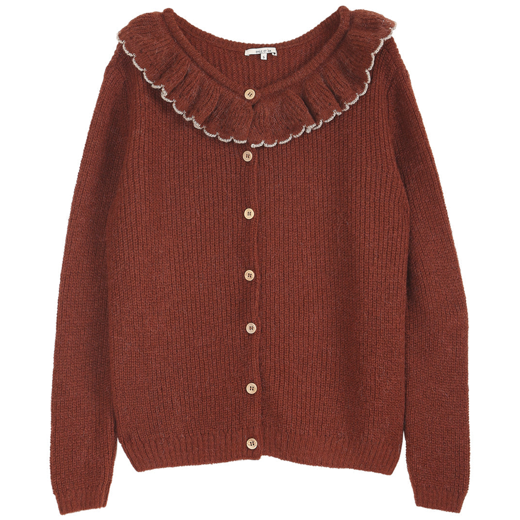 Cardigan collerette rouille lurex femme