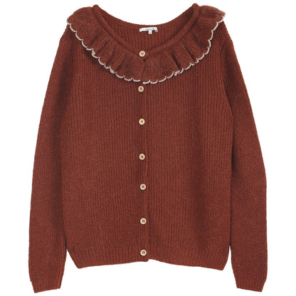 Cardigan collerette rouille lurex femme