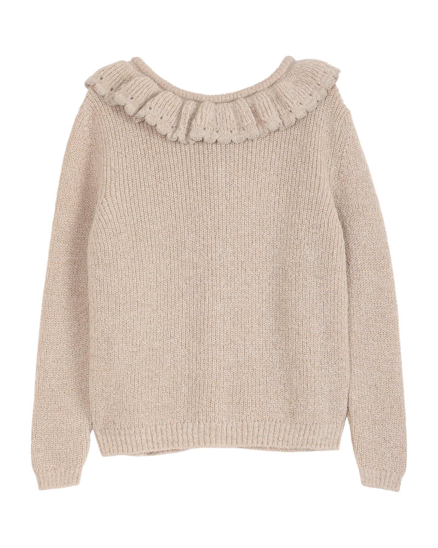 Cardigan collerette beige lurex femme