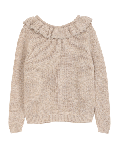 Cardigan collerette beige lurex femme