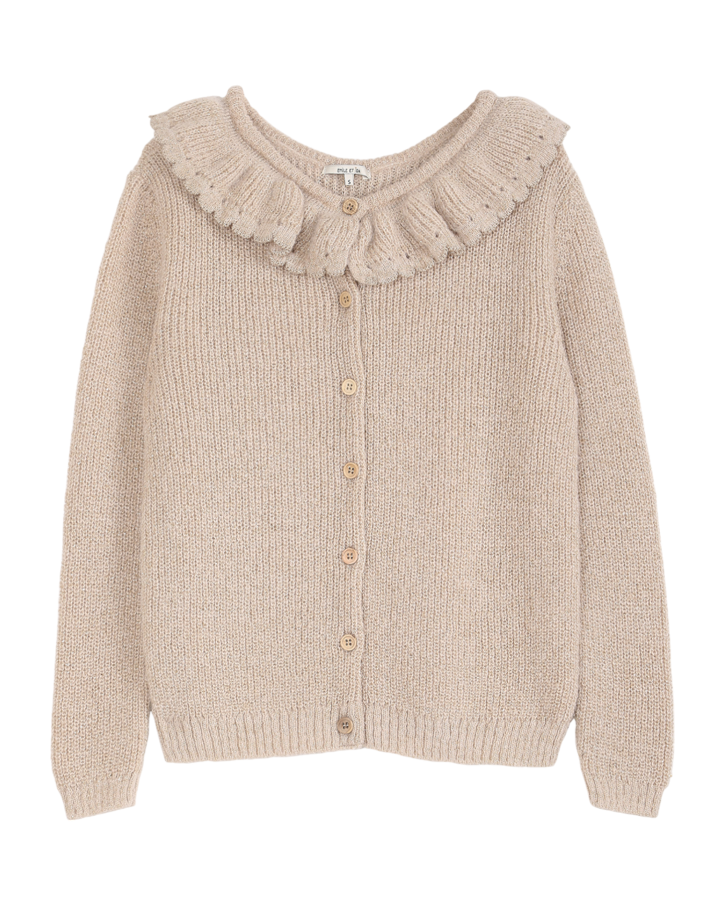 Cardigan collerette beige lurex femme