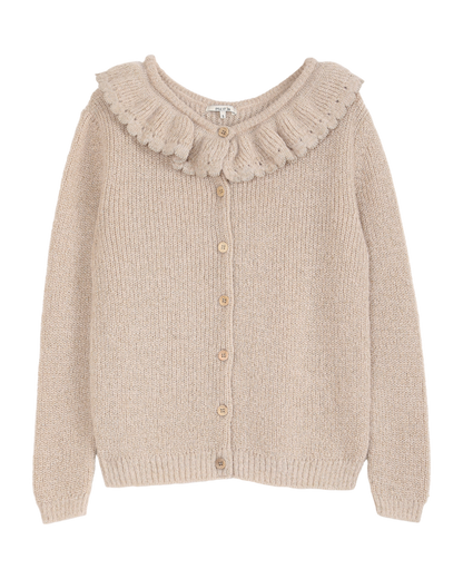 Cardigan collerette beige lurex femme