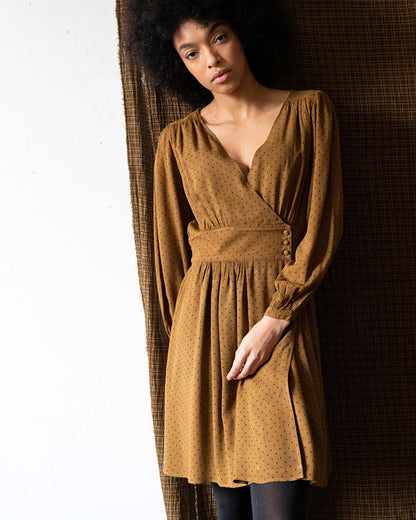 robe portefeuille en viscose pois ecorce