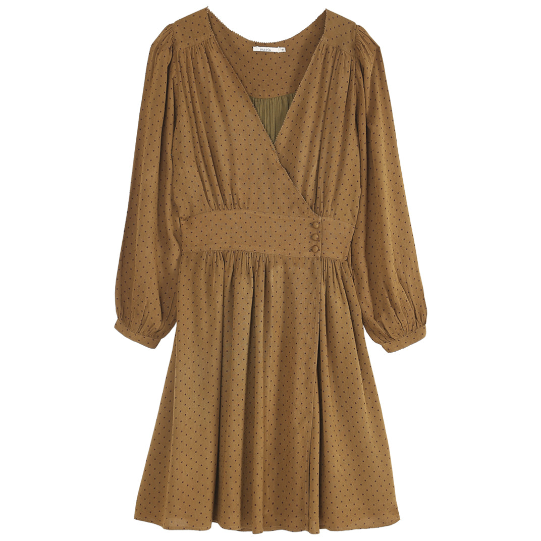 robe portefeuille en viscose pois ecorce