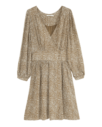 Robe portefeuille imprimée beige